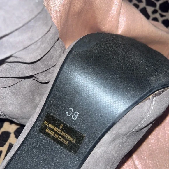 Taupe Colored Suede-like High Heel Booties - Picture 14 of 14